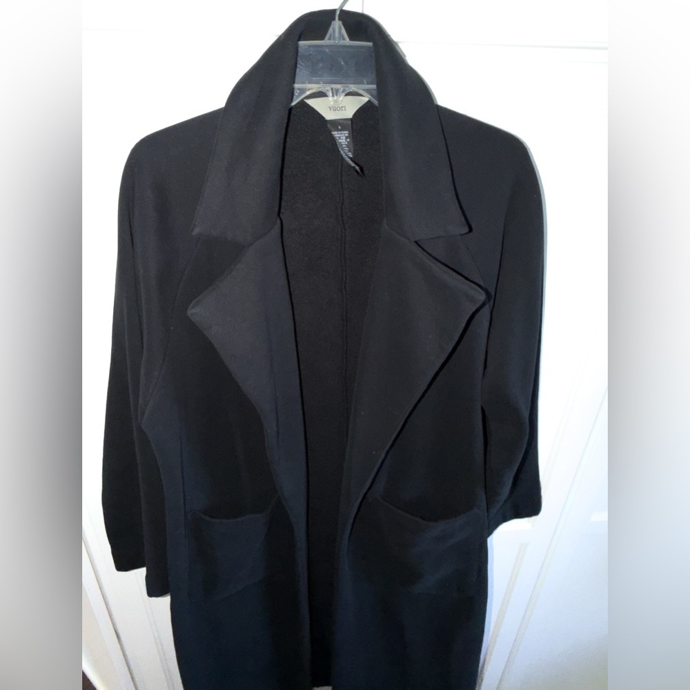 Vuori Restore Trench Coat Black Women's Longline Sz Large Lagenlook Minimalist - Picture 9 of 15